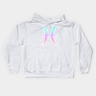 Pisces Zodiac Symbol in Magical Unicorn Colors Kids Hoodie